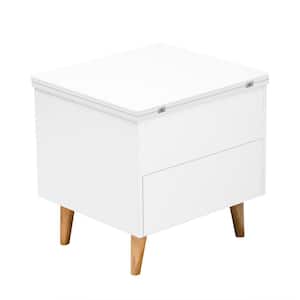 21.65 in. White Square MDF Top Multi-Functional Extendable Coffee Table with Storage and Lift Top