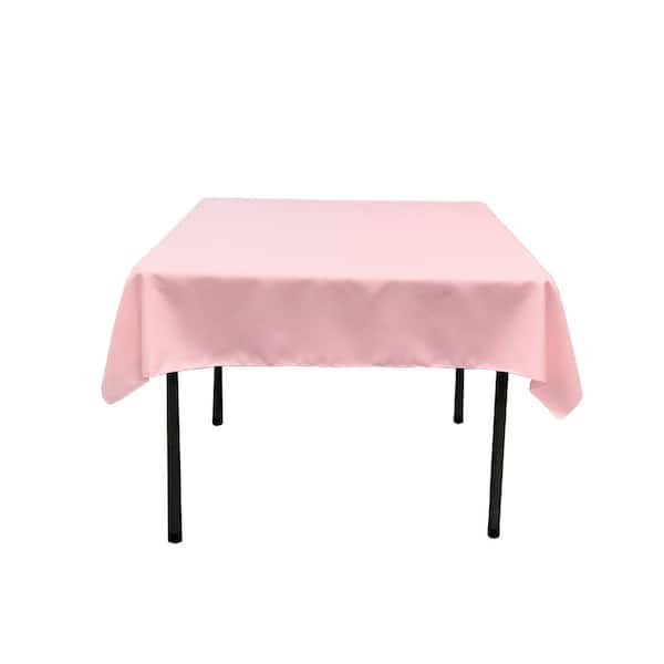 LA Linen 58 in. x 58 in. Light Pink Polyester Poplin Square Tablecloth