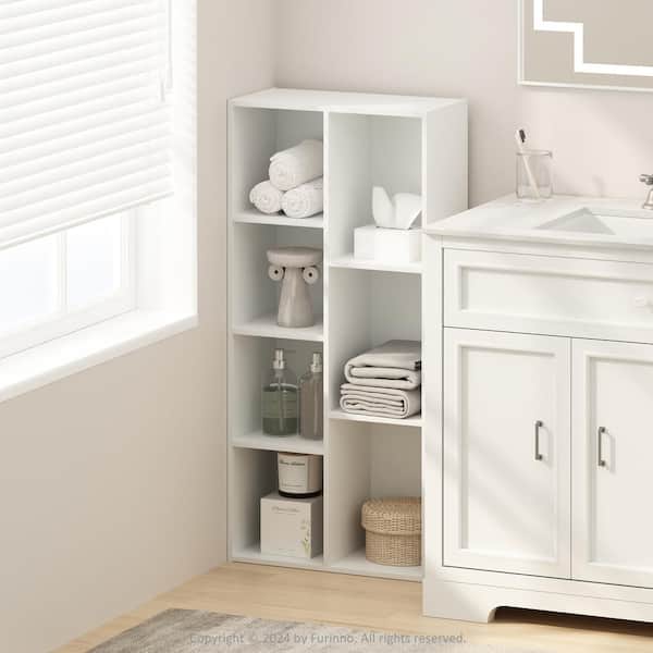 Furinno Reed 41.7 in. Tall White Wood 7-Cube Bookcase