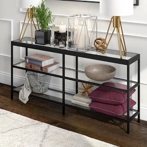 Alexis 64 in. Blackened Bronze Rectangle Glass Console Table
