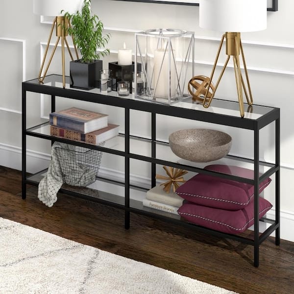 Meyer&Cross Alexis 64 in. Blackened Bronze Rectangle Glass Console Table