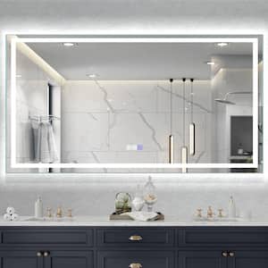 72 in. W x 36 in. H Large Rectangular Frameless LED Light Anti-Fog Wall Bathroom Vanity Mirror in Silver and Dimming