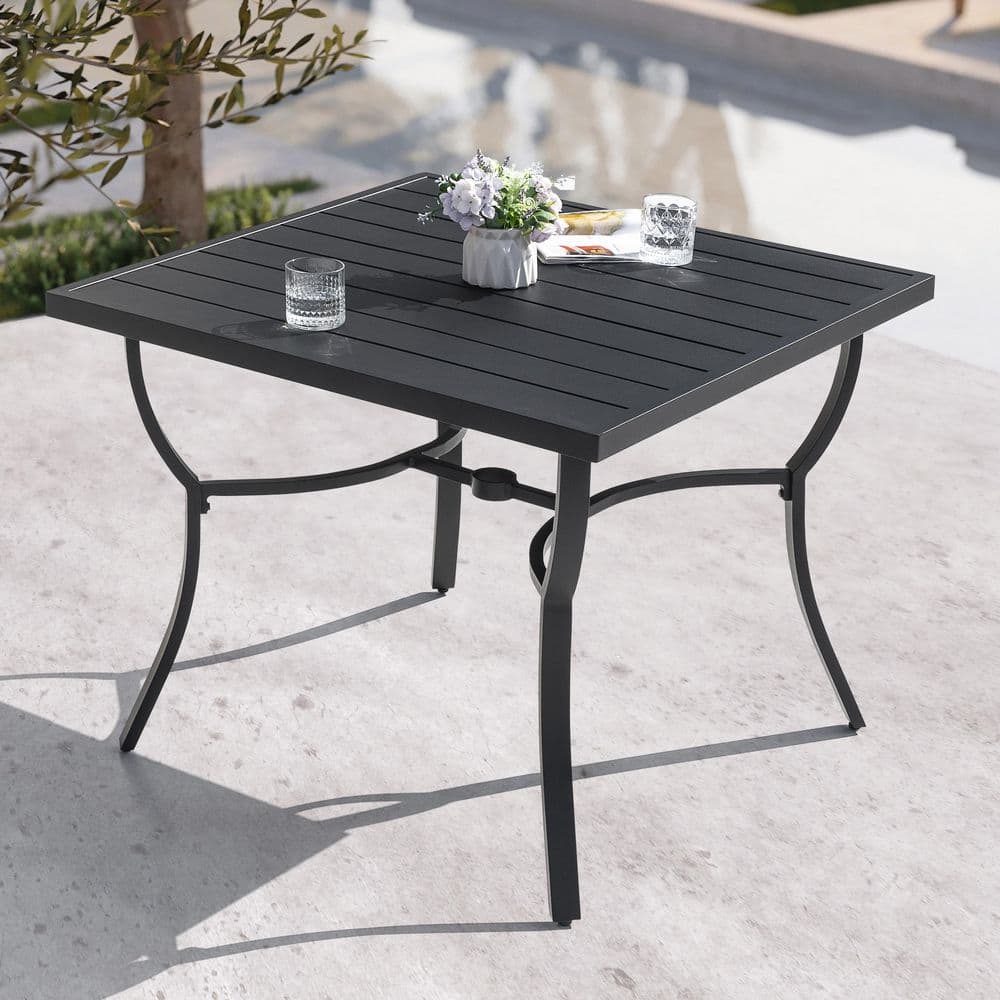 Nuu Garden Black Square Aluminum Outdoor Dining Table with
