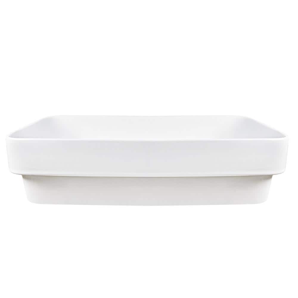 DeerValley 19'' White Ceramic Rectangular Above-Counter Vessel Sink