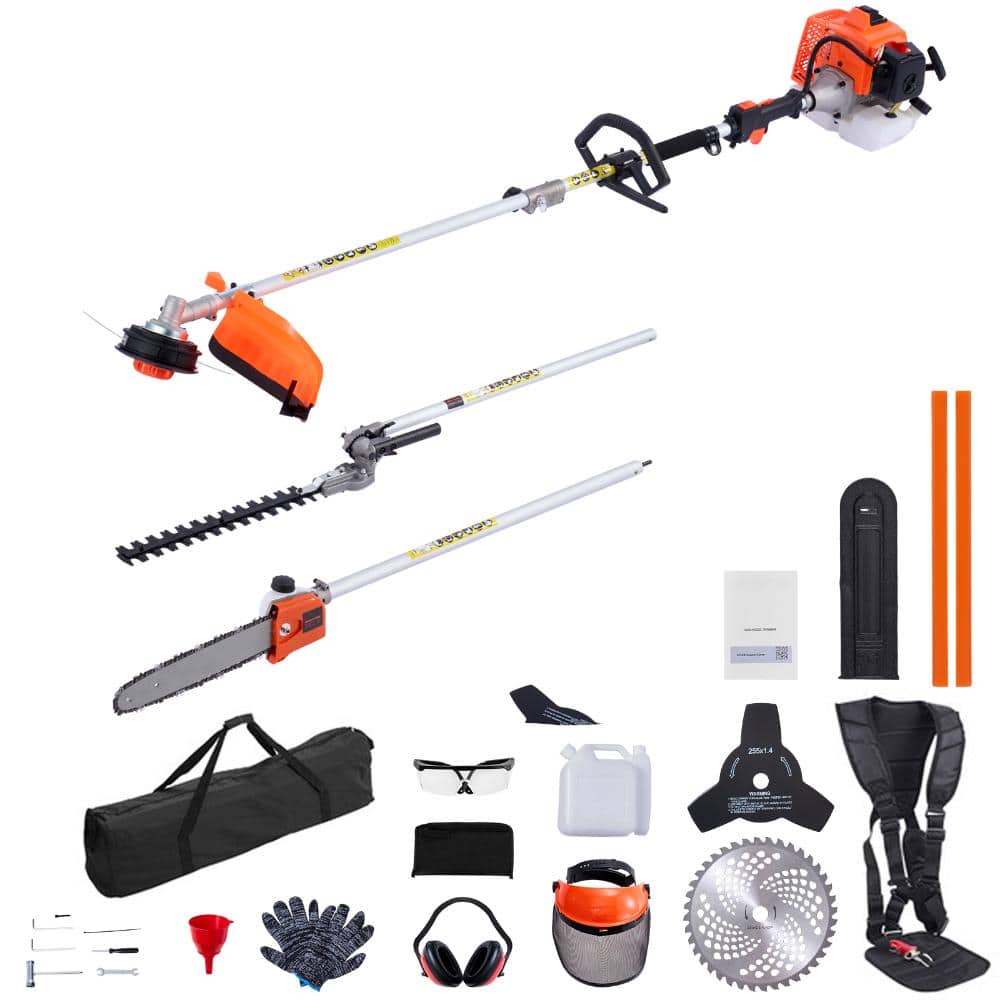63cc 5-in-1 Gas Hedge Trimmer, Handheld 2-Cycle Trimmer with Pole Saw, Brush Cutter and String Trimmer price history on PriceWatchPro
