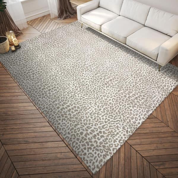 8 X 10 Beige Animal Print Runner Rug