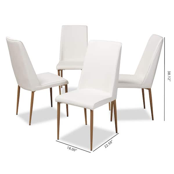 Baxton Studio Chandelle White Faux, Faux Leather Upholstered Dining Chair
