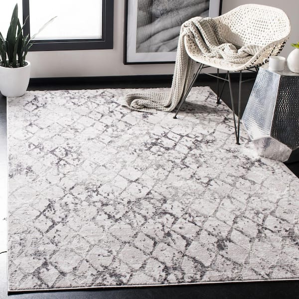 Amelia Gray/Light Gray 7 ft. x 7 ft. Square Abstract Area Rug
