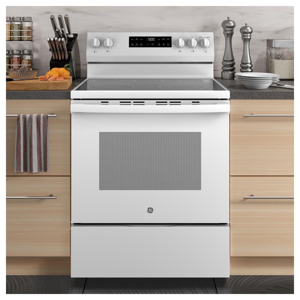 White 30" Free-Standing Electric Range with Self-Cleaning