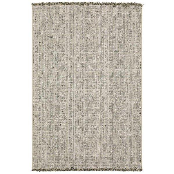 Gables Beige 5 ft. x 7 ft. Solid Distressed Polypropylene Indoor/Outdoor Area Rug