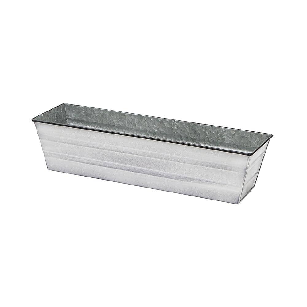 24" Galvanized Steel White Rectangular Planter Box