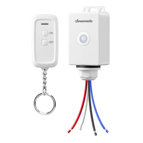 Outdoor Wireless Remote Control Light Switch and Receiver Kit, IP65 Waterproof Rating-White