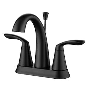 Stilleto 4 in. Centerset 2-Handle Bathroom Faucet with Drain Assembly, 1.2 GPM, Rust Resist in Matte Black