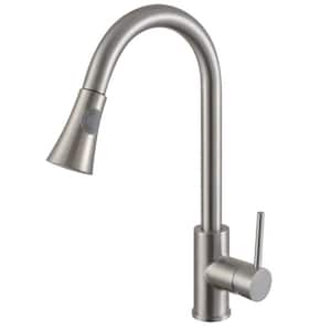 Luxurious Single Handle Pull-Down Sprayer Kitchen Faucet in Brushed Nickel