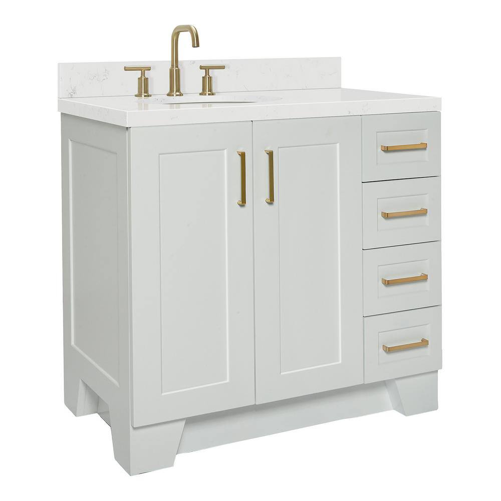 Taylor 36'' Gray Freestanding Single Vanity with Gold Hardware