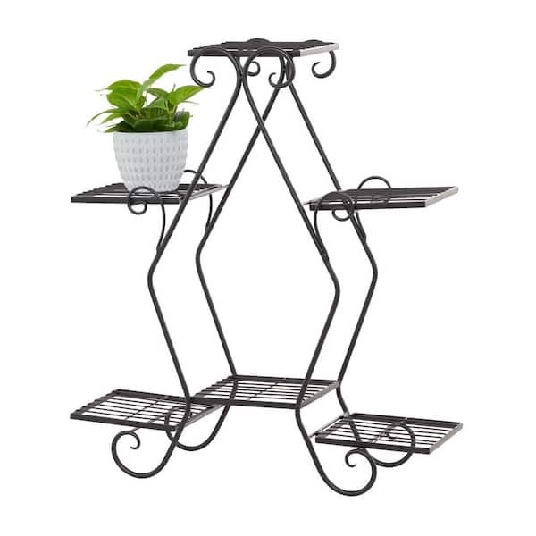 Litton Lane 31 in. H x 10 in. Black Metal Traditional Plantstand