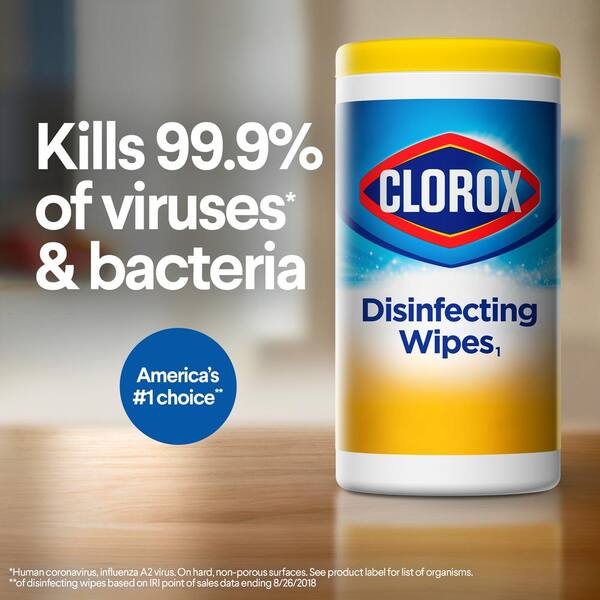 Clorox 75 Count Crisp Lemon Scent And Fresh Scent Bleach Free Disinfecting Wipes 2 Pack 4460001599 The Home Depot