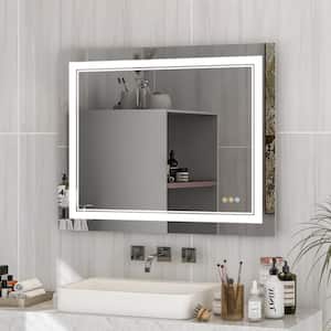 36 in. W x 30 in. H Rectangular Frameless LED Light Horizontal or Vertical Wall Bathroom Vanity Mirror