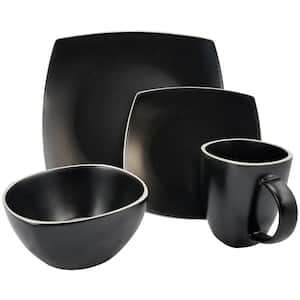 Soho Lounge 16-Piece Casual Black Stone Dinnerware Set (Service for 4)