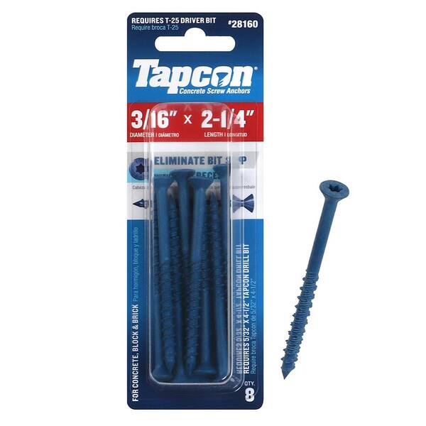 Tapcon 3 16 In X 2 1 4 In Star Flat Head Concrete Anchors 8 Pack 28160 The Home Depot