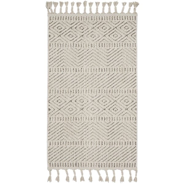 Nourison Paxton Taupe 2 ft. x 5 ft. Geometric Contemporary Kitchen Area Rug
