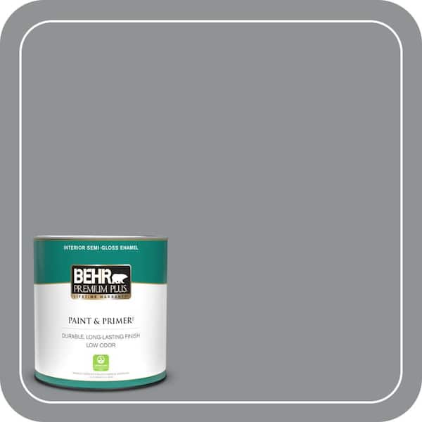 BEHR PREMIUM PLUS 1 qt. #770F-4 Gray Area Semi-Gloss Enamel Low Odor Interior Paint & Primer