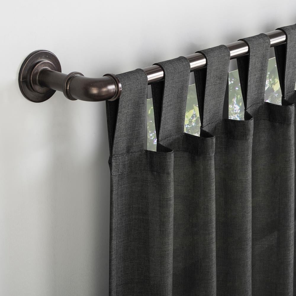 Coal Gray Heathered Texture Semi-Sheer Tab Top Curtain Panel