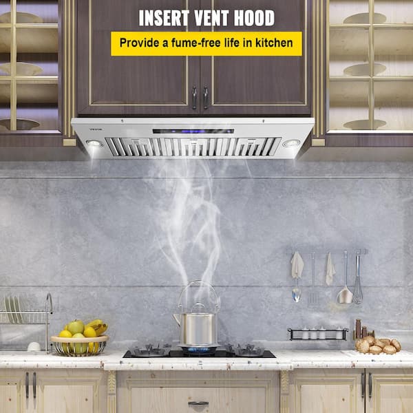 iKTCH 30 in. 900 CFM Ducted Insert with LED 4 Speed Gesture Sensing and  Touch Control Panel Range Hood in Stainless Steel IKB02-30 - The Home Depot