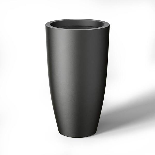 Morrava 13.5 in. Large Charcoal Black (Enhanced Interior) Concrete Round Planter / Pot with Drainage Holes (Set of 2)