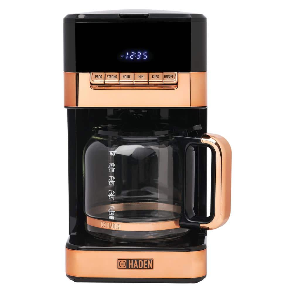 Haden Quintessential Brew 12 Cup Digital Drip Coffee Maker Black Copper