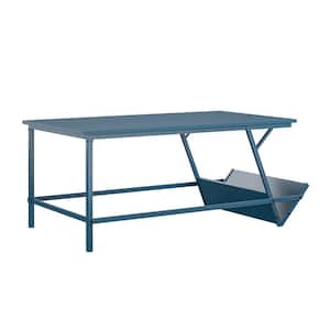 Regal 42 in. Blue Large Rectangle Particle Board Coffee Table with Shelf