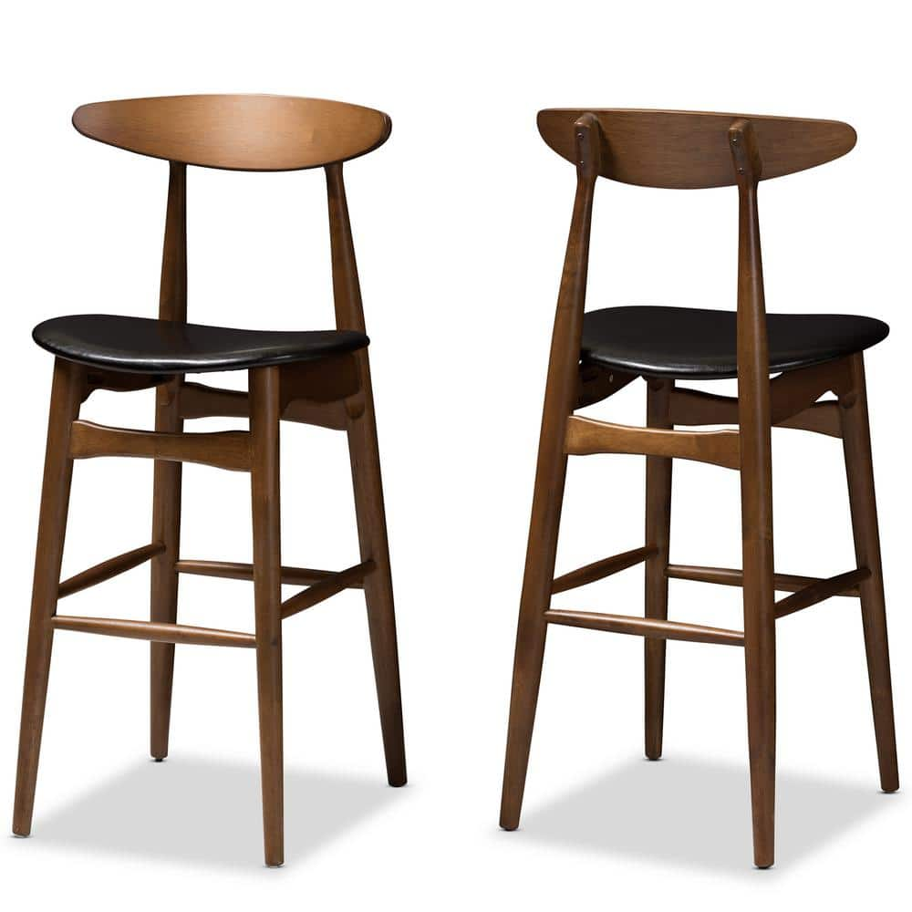 Baxton Studio Flora 29 in. Black Bar Stool Set of 2 144 8074 2PC