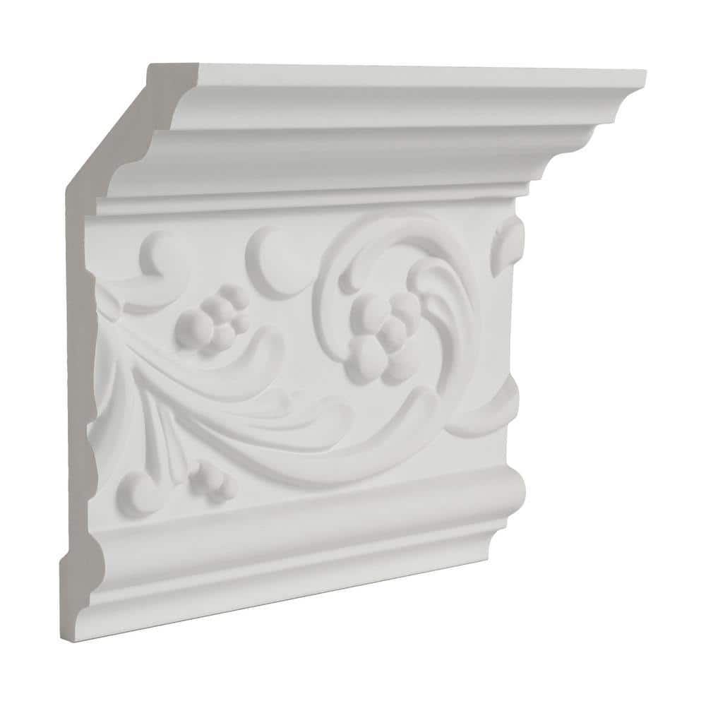 White Polyurethane Floral Crown Moulding Sample