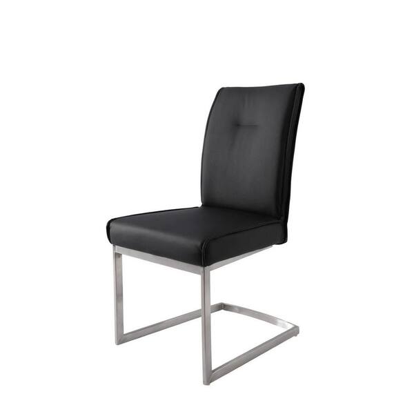 Benjara Black and Chrome Faux Leather Cantilever Base Dining Chair (Set of 2)