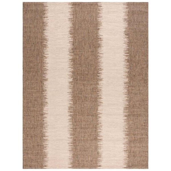 Courtyard Terracotta/Beige 8 ft. x 11 ft. Striped Abstract Indoor/Outdoor Area Rug