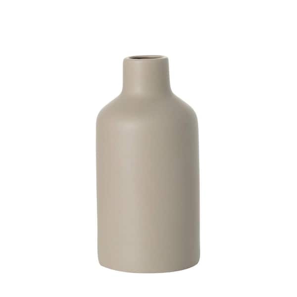 SULLIVANS 10.5 in. Matte Gray Bottle Vase, Ceramic
