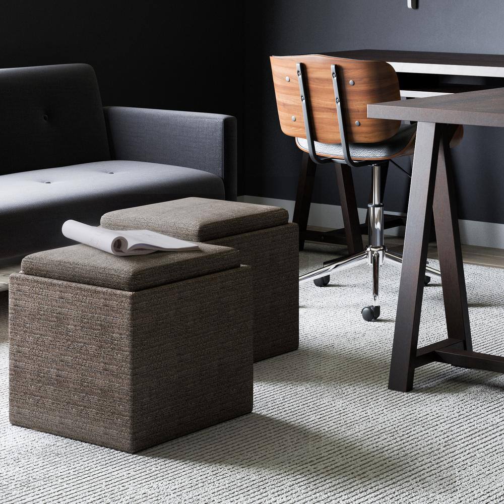 Mink Brown Square Faux Leather Storage Ottoman
