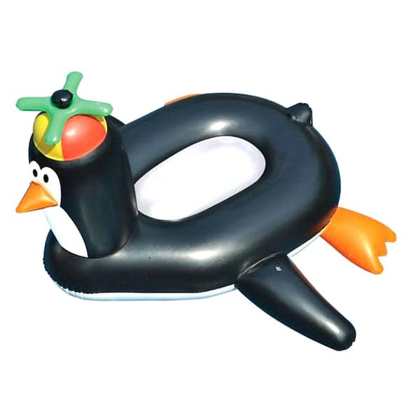 Swimline Black Round Vinyl Giant Penguin Swimming Pool Float