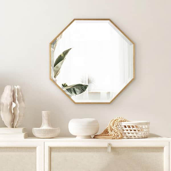 Kate and Laurel Rhodes 48 in. x 16 in. Classic Octagon Framed Gold Wall  Accent Mirror 218368 - The Home Depot