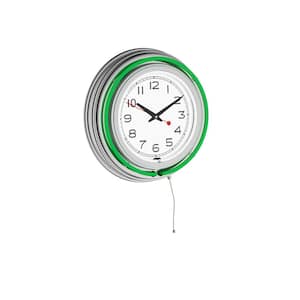 Green Analog 14 in. Neon Wall Clock