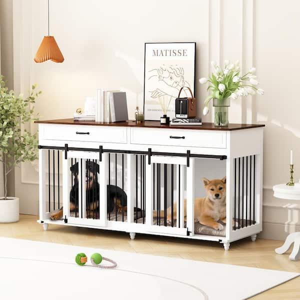 Dog Crate Furniture Large Breed Tv Stand With 2 Drawers End Table,  60.1''w*23.6''d*36''h