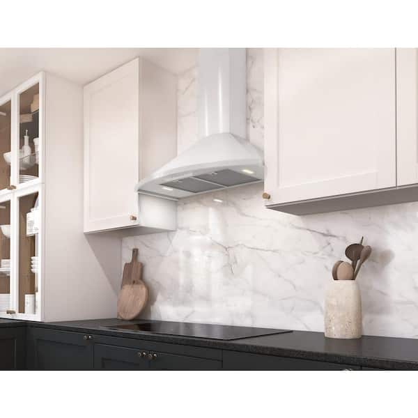 Savona 36 in. 600 CFM Wall Mount with LED Light Range Hood in White