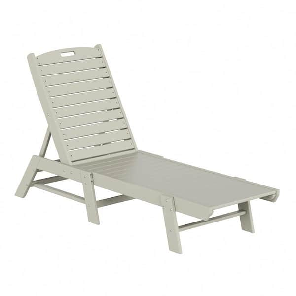 Laguna Sand Fade Resistant HDPE All Weather Plastic Outdoor Patio Reclining Chaise Lounge Chair with Adjustable Back