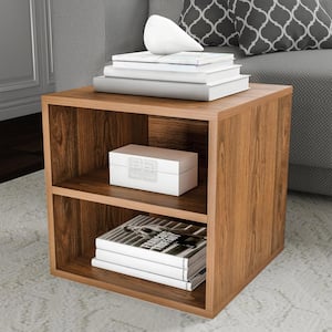 15.75 in. Brown Stackable Modular Shelf 2-Shelf Storage Accent Table