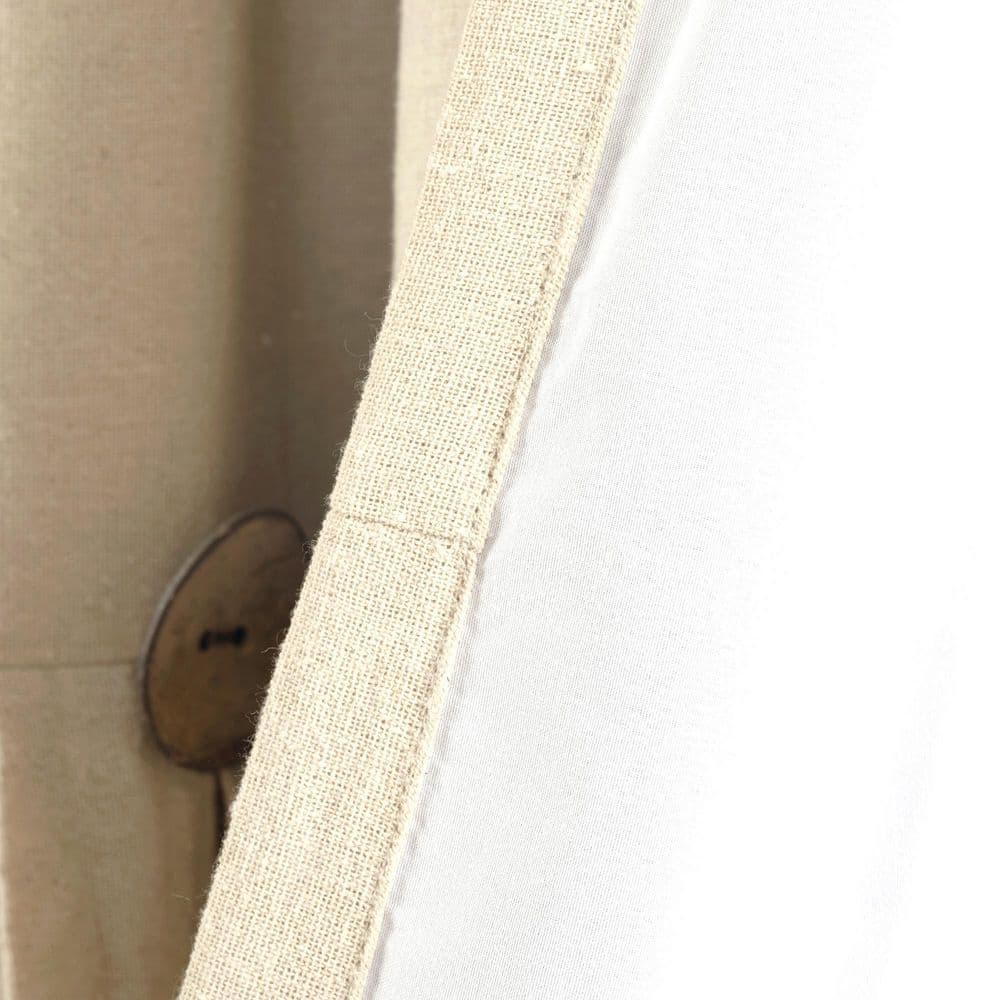 Dark Linen Blackout Curtain Panel with Coconut Husk Buttons 40x84