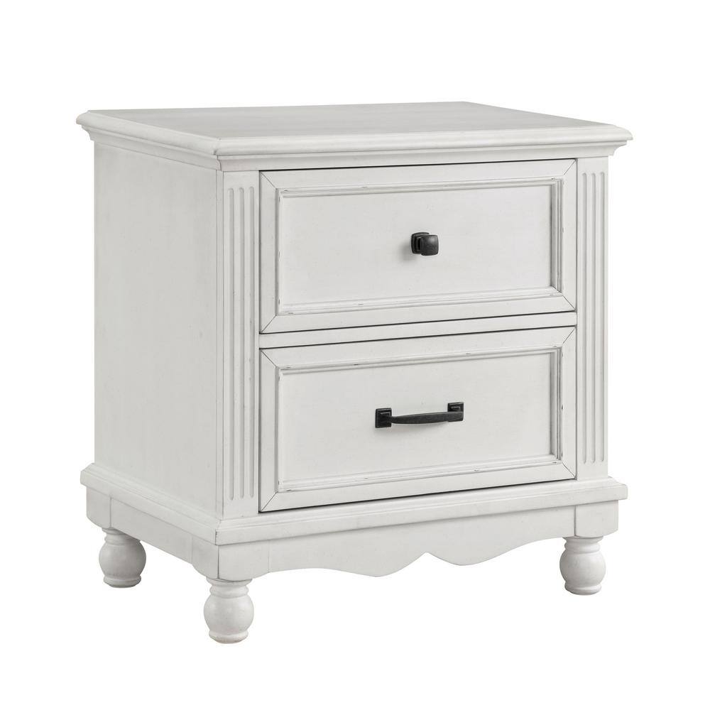 Furniture of America Tacarra 2Drawer Antique White Nightstand (28 in. H x 28 in. W x 17 in. D