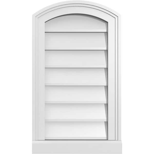 Ekena Millwork 14" x 24" Arch Top Surface Mount PVC Gable Vent: Functional with Brickmould Sill Frame