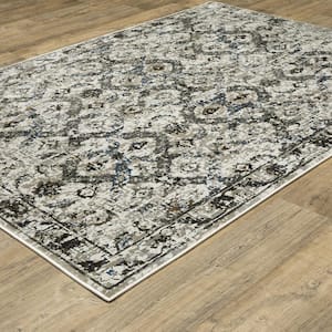 Galleria Charcoal 2 ft. x 8 ft. Oriental Medallion Distressed Polyester Indoor Runner Area Rug