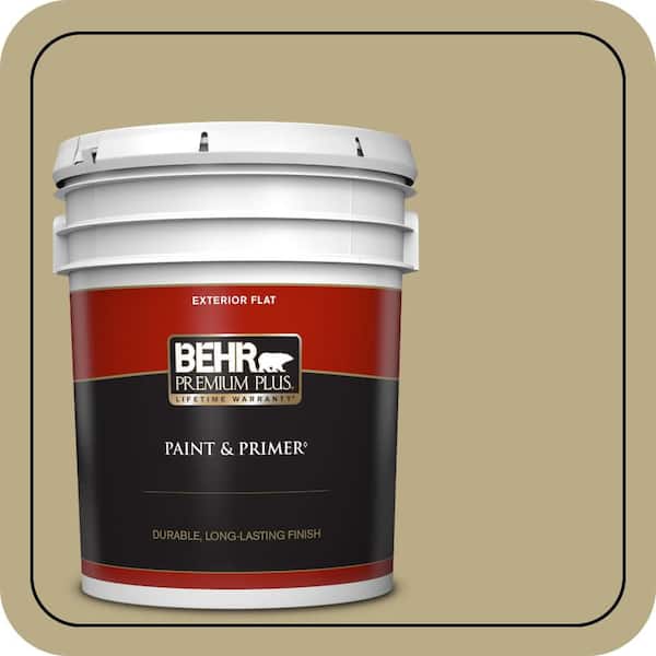 BEHR PREMIUM PLUS 5 gal. #S330-4 Fennel Seed Flat Exterior Paint & Primer