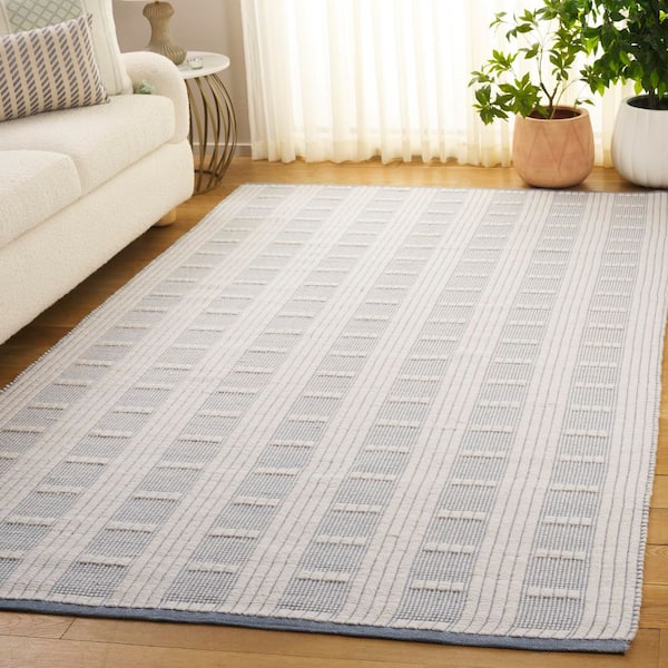 Vermont 5 ft. x 8 ft. Light Blue/Ivory Striped Lattice Area Rug